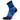 A pair of blue athletic socks with 'BOSTON' written on the side, featuring a geometric pattern and a seamless toe design.