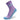 Purple and blue sock with a geometric pattern on a white background