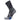 Gray and black sock with blue heel on a white background