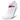 White ankle sock with blue and yellow stripes and a red logo on a white background