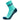 Teal sock with a patterned sole on a white background