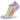A pair of Ultralight No Show socks in pink and green color with ventilation panels and a seamless toe design.