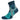 A pair of quarter-cut athletic socks with a geometric pattern in shades of blue and gray, featuring silicone grip pads and ankle cushioning.